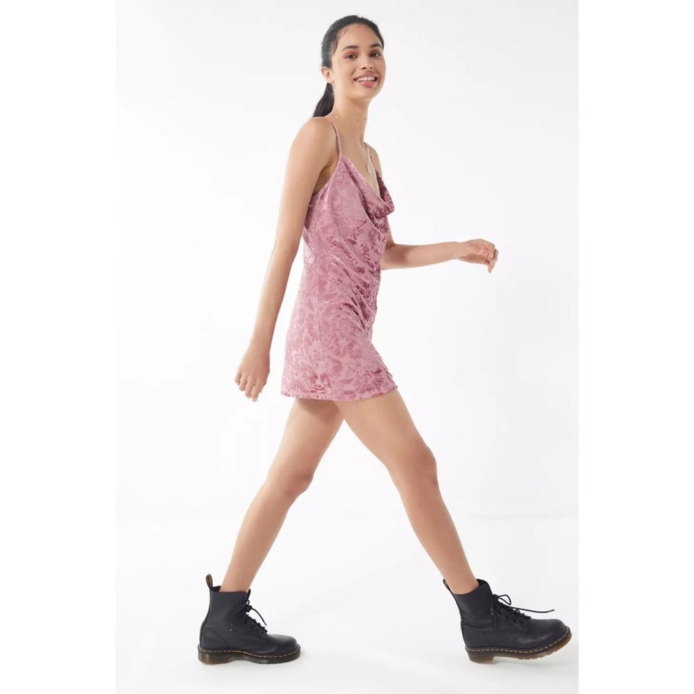 Urban Outfitters Burnout Velvet Cowl Neck Mini Dress